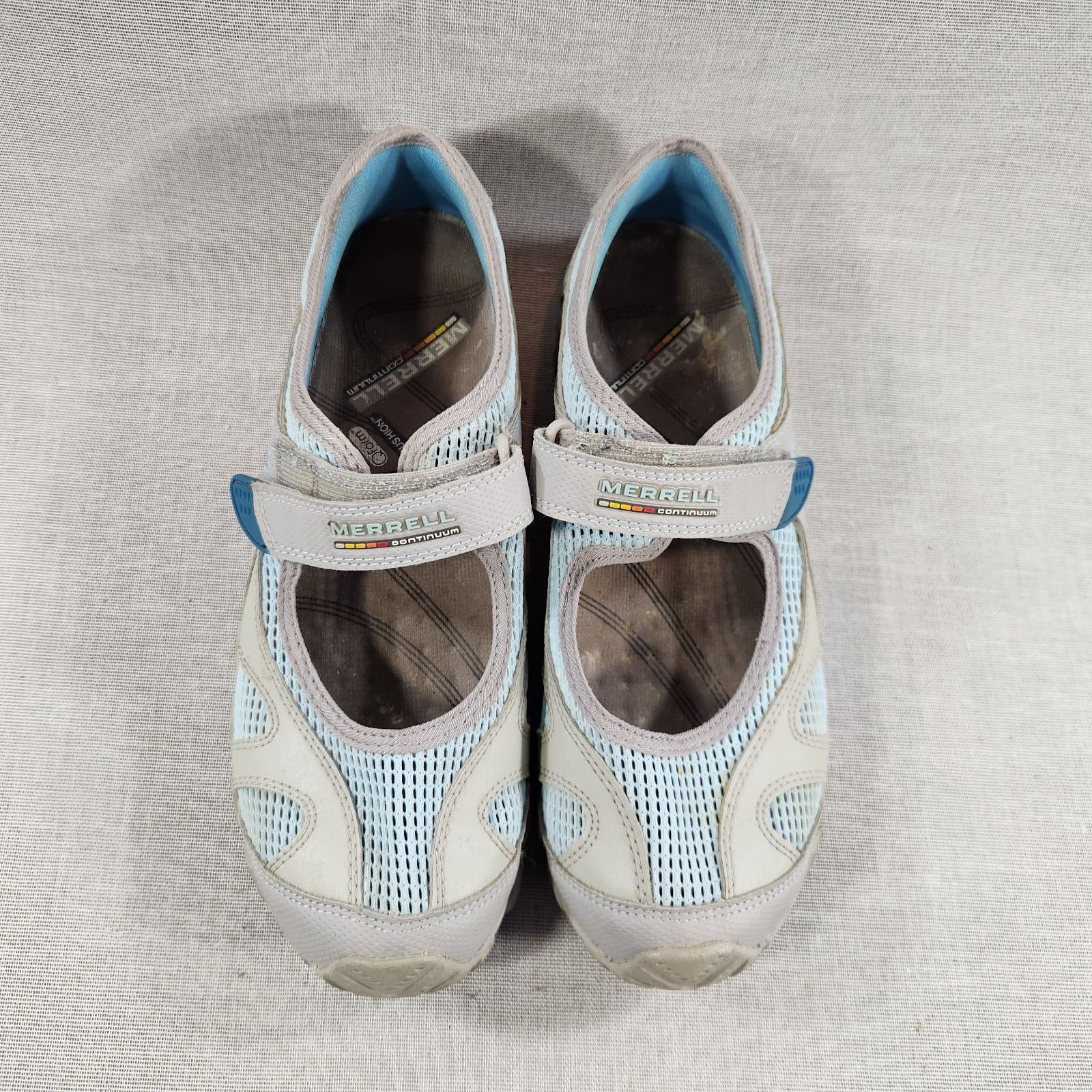 MERRELL Continuum Mary Jane sandali donna punta chiusa taglia 8 blu grigio suola Vibram