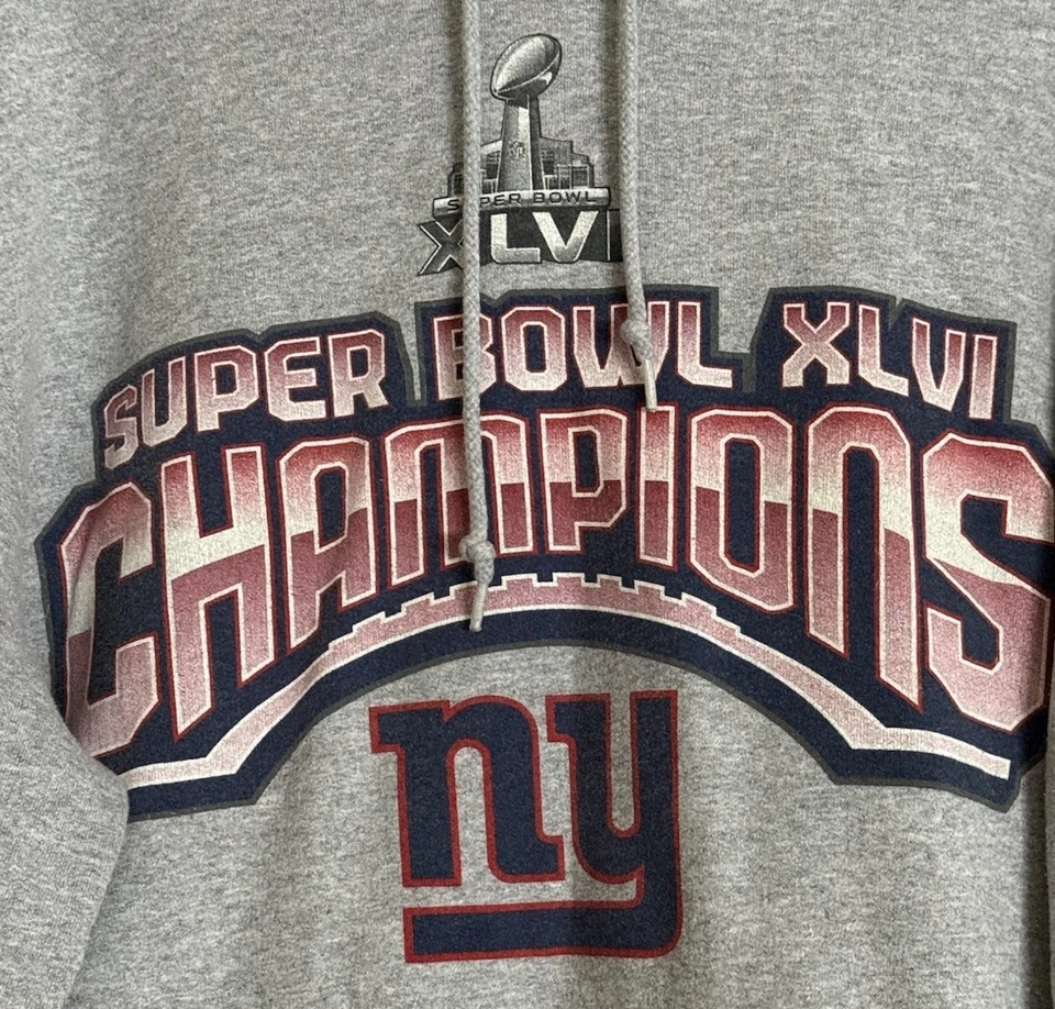 Sudadera con Capucha Gris Mediana New York Giants Reebok Super Bowl XLVI Champions Foto 2 de 4