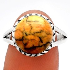 Natural Honey Dendritic Opal 925 Sterling Silver Ring s.9 Jewelry R-1074