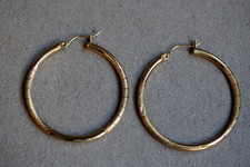 14KTY Gold 1 1/2"- 37mm X 2.5mm Hoop Earrings NWOT