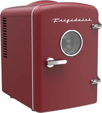 Retro Mini Fridge 4L Portable Personal Cooler ACDC for Home Office Dorm Use, Red