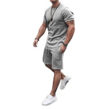 Men's Short Sleeve Tracksuit Summer T Shirt  Shorts set 2 Pockets Oversize T...