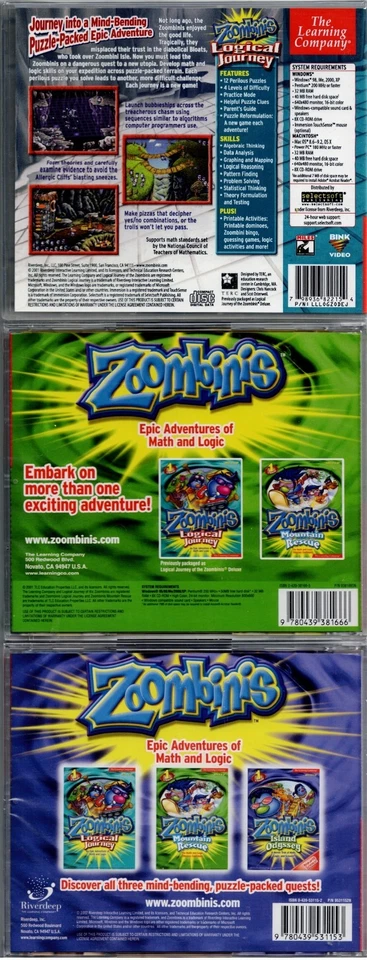 3 Zoombinis Logical Journey Mountain Rescue Island Odyssey Pc All Sealed New XP - Image 2 of 2