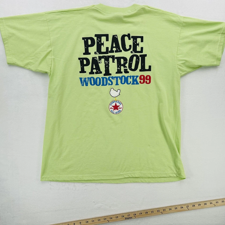 Camisa De Colección Woodstock 99 Peace Patrol Para Hombres XL Fruit of the Loom Converse Años 90 - Imagen 3 de 4