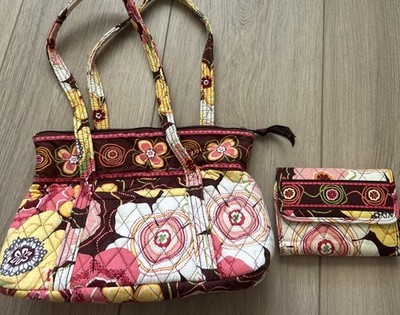 Vintage Vera Bradley Buttercup Wallet Floral Purse Bag Set Double Strap Retired