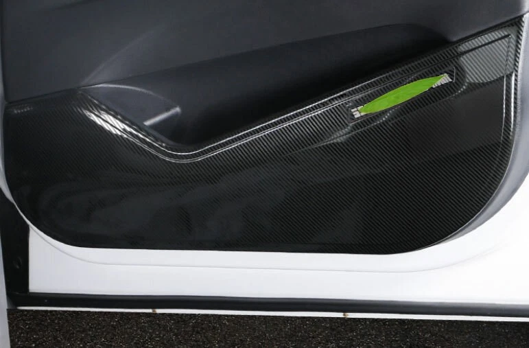 Cubierta de panel de protección de puerta interior de acero de fibra de carbono para BMW X1 2016-2021 Foto 2 de 4