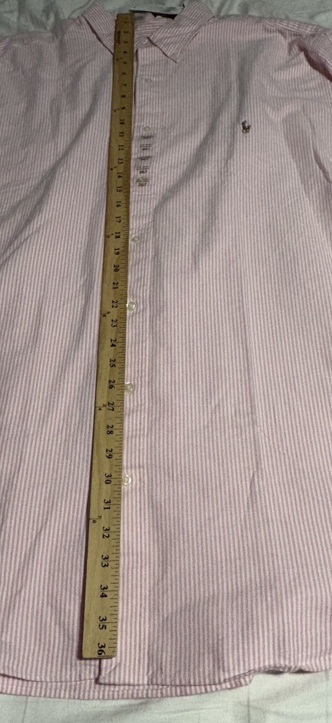 Polo Ralph Lauren Mens Classic Fit Striped Oxford Shirt in Pink Multi Size 2XLT thumbnail 3