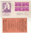 1937 GRIMSLAND FDC 798 USA CONSTITUTION 100th ANNIV. BLOCK OF 4 ELMER LONG ADV.