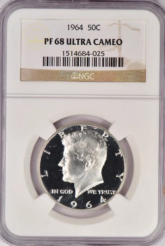1964 Kennedy Half Dollar Proof NGC PF 68 ULTRA CAMEO PR68DCAM Old Holder 50C