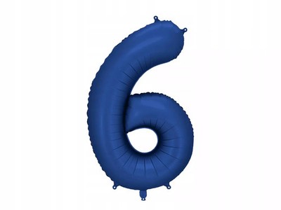 5904555082656 BALON FOLIOWY CYFRA 6 GRANATOWA DUŻA 86cm SATYNOWA MAT PartyDeco