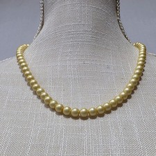 Elegant Cream Faux Pearl Necklace Classic Single Strand Clasp Fashion Jewelry
