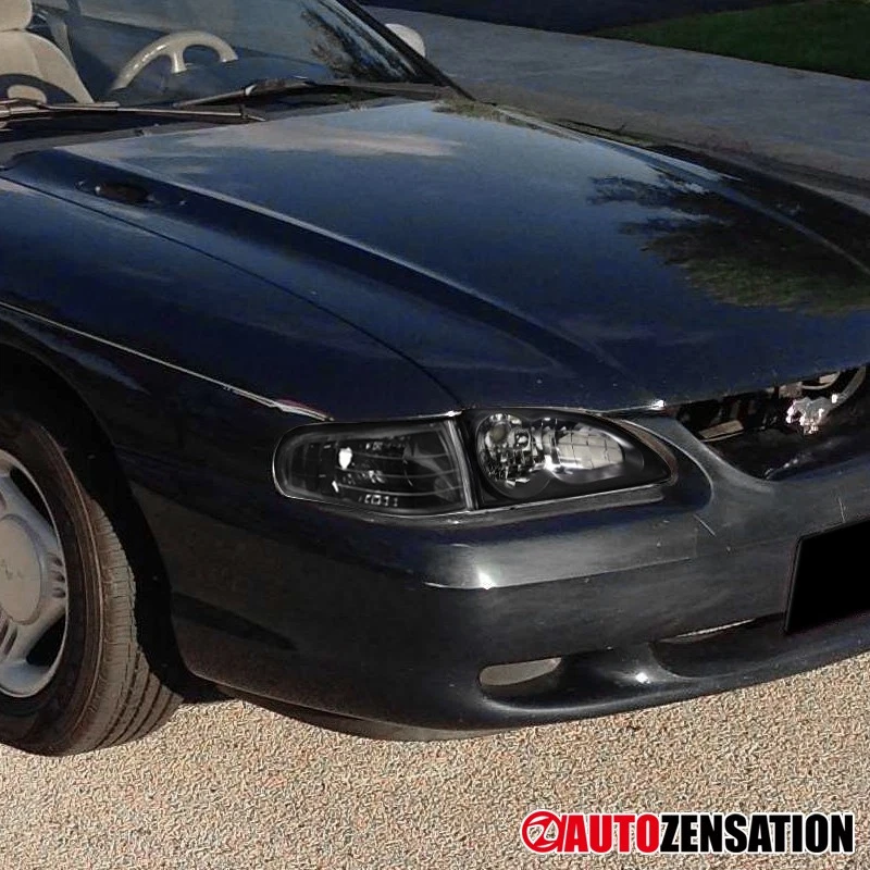 Fits 1994-1998 Ford Mustang Black Corner Lights Parking Signal Lamps Left+Right Foto 2 de 4