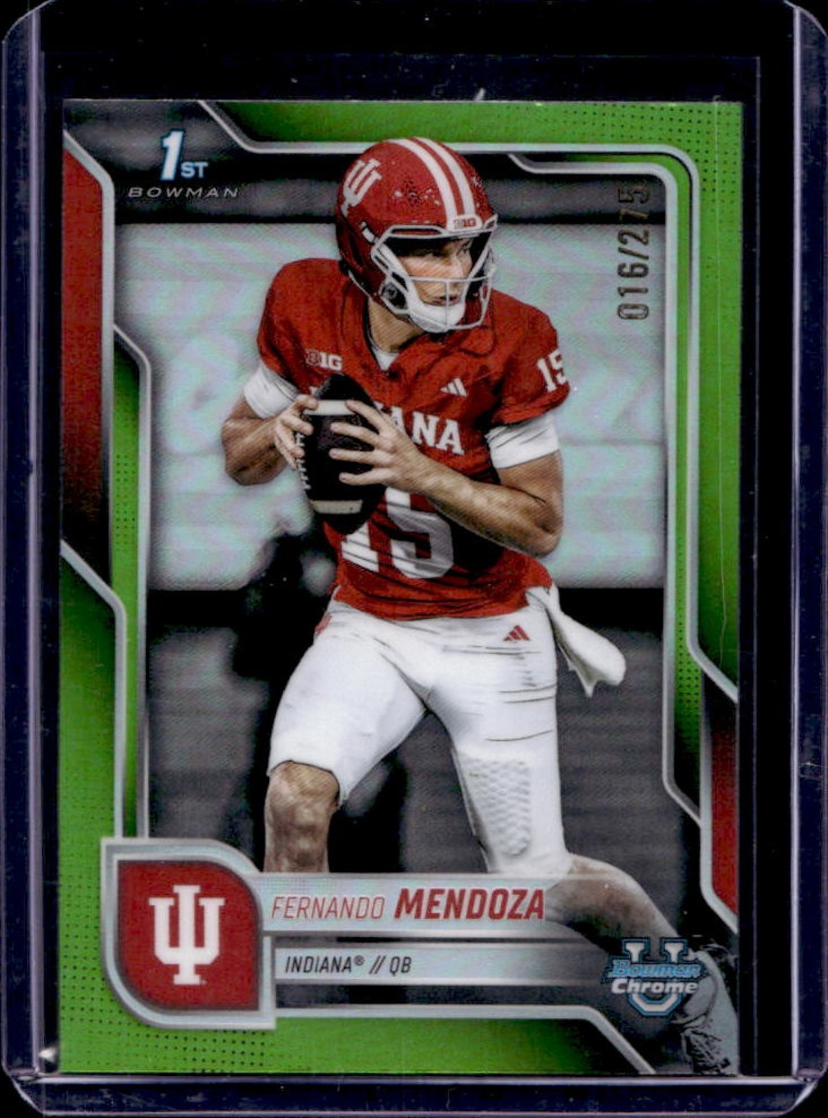 2025 Bowman Chrome U Fernando Mendoza Lime Green Refractor 1st #16/275
