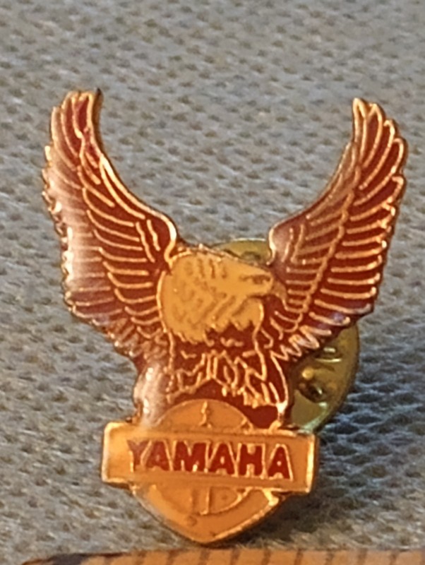 Vintage Yamaha Motorcycle Eagle Enamel Lapel Hat Pin:  1 x .5 Inch