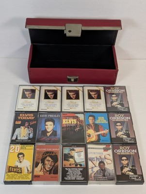 Elvis Presley & Roy Orbison Cassette Tapes Box Set Bundle x15 Vintage Red Case