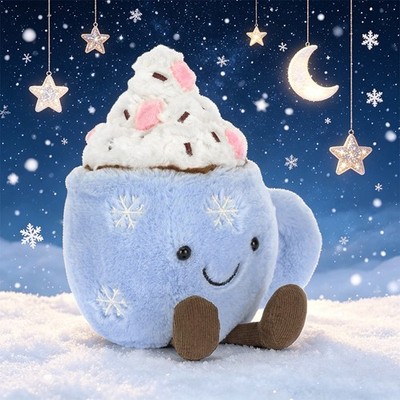 23CM Niedliche Blaue Hot Chocolate Cup Marshmallow Stuffed Plush mit Etiketten