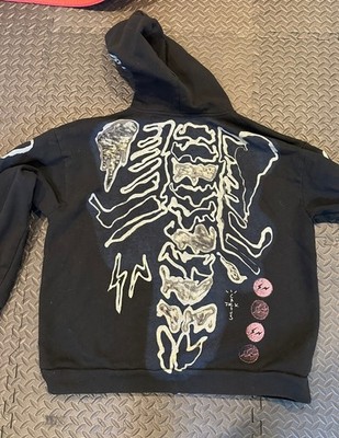 Travis Scott Cactus Jack Fragment Skeleton Graffiti Zip Hoodie 2XL