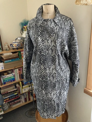 OFF WHITE Cappotto leggero nuovo Top Shop doppiopetto stile pelle di serpente stampa taglia 12