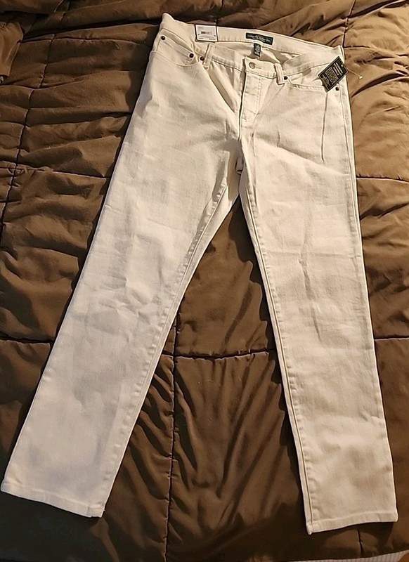 Ralph Lauren Jeans Co Modern Straight Ankle Cream Womens 12 NWT