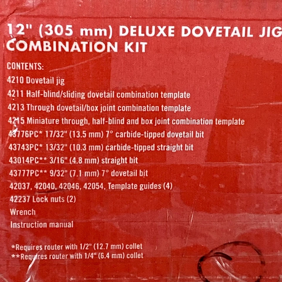 Plantilla de cola de milano PORTER-CABLE 4216 Deluxe de 12 pulgadas con mini kit de combinación de plantillas Foto 3 de 4