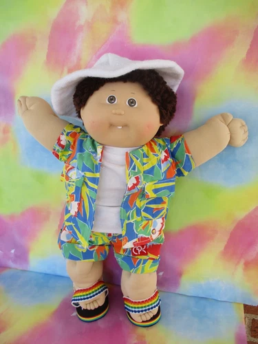 Vintage 1985 Cabbage Patch Kids Boy-Shag Hair-Hawaiian Outfit