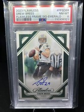 2023 PANINI FLAWLESS FRAME SIGNATURES DREW BREES EMERALD 5/5 BOOKEND ON CARD