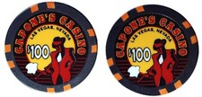 VINTAGE CAPONE'S CASINO - $ 100 GAMBLING CHIP - LAS VEGAS, NV - EC 9530