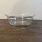 Vintage PYREX 024 Clear Glass Round Casserole 2 Qt Handles Capital Letters USA