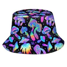 Fashion Retro 80s 90s Bucket Hat for Men Women Packable Sun One Size Black-1