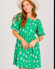 Michelle McDowell Iris Dress Ginger Jar Green Vote White Puff Sleeve  Size Small