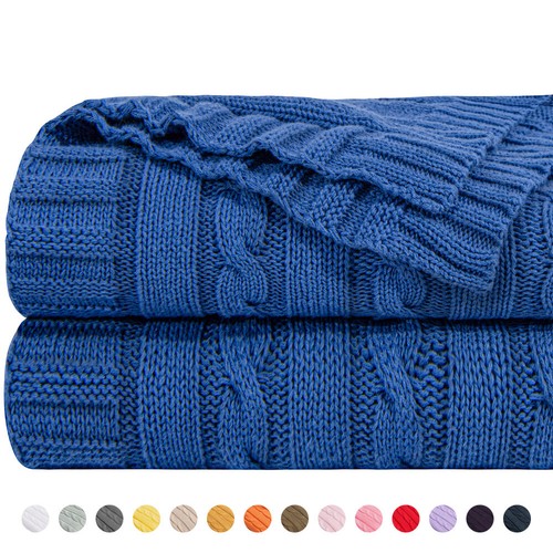 100% Cotton Cable Knit Blanket Simple yet Quality Look Nice Rich Colors - 第 1/68 張圖片