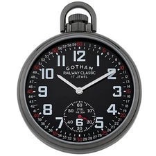 Gotham Men's Gun-Plated Stainless Steel Mechanical Railroad Pocket Watch