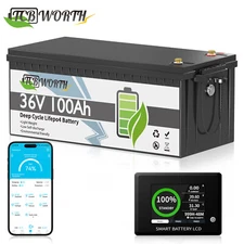 36V 100AH Golf Cart Lithium Battery BMS Bluetooth APP& LCD Monitor Deep Cycle