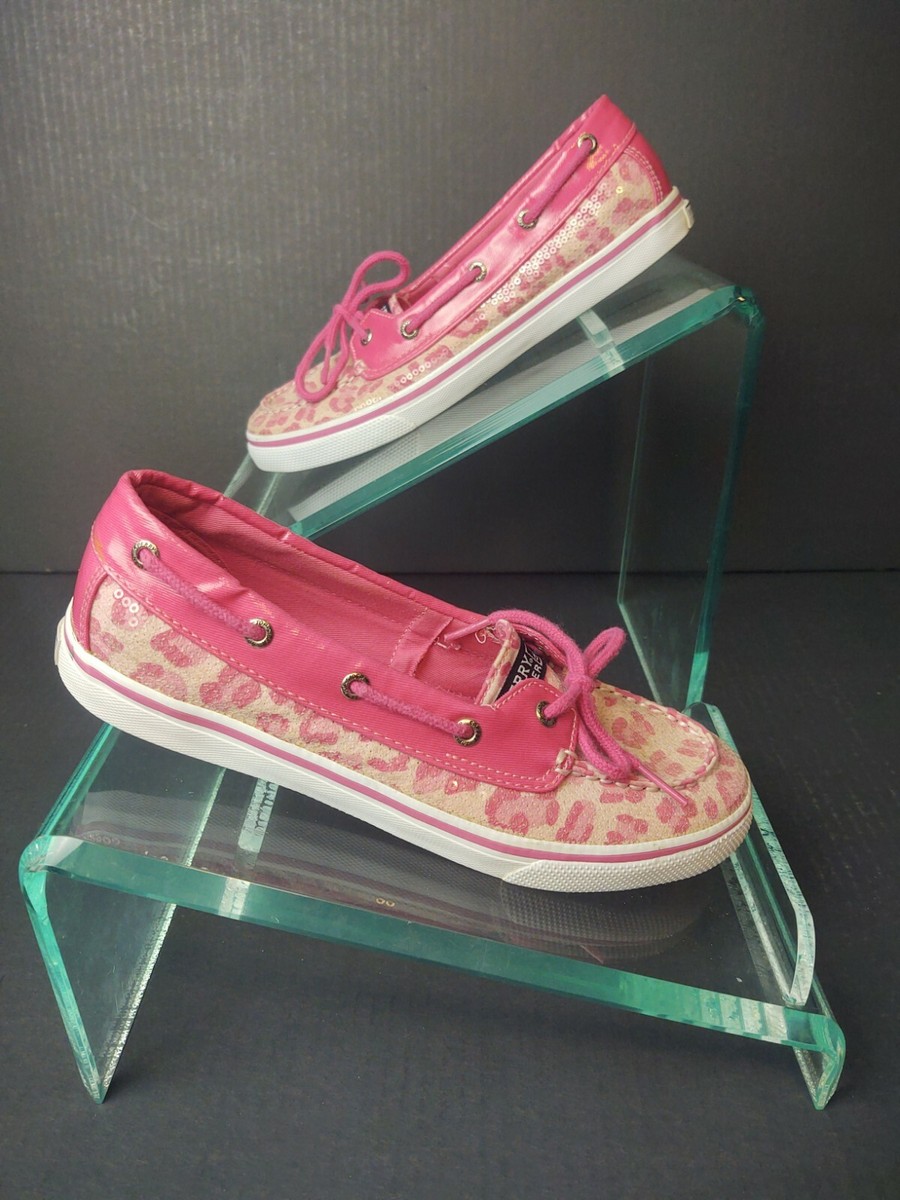 Sperry Top-Sider Biscayne Women's Pink Leopard Print Sequin Shoe Sz  5M C6