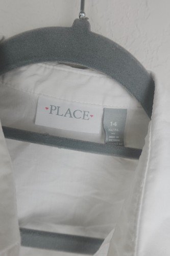 The Childrens Place Girls White Long Sleeve Shirt Uniform Pleated XL (14) - Picture 5 of 5