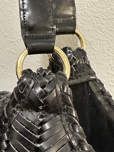 Auténtico bolso grande ANYA HINDMARCH de cuero tejido negro ¡Impresionante! - Imagen 11 de 22