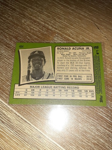 2020 Topps Heritage Ronald Acuna Jr Variation #464 Atlanta Braves! - Bild 7 von 11