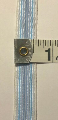 5 Yards of ELASTIC Striped Shades of Pale Blue 9/16'' 14mm Wide 