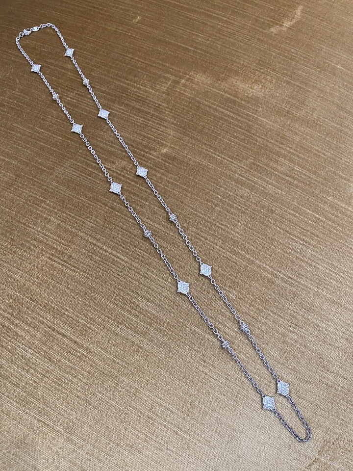 Collar estación de diamantes pavé largo Judith Ripka 35" en oro blanco de 18 k -HM2258BB Foto 2 de 4