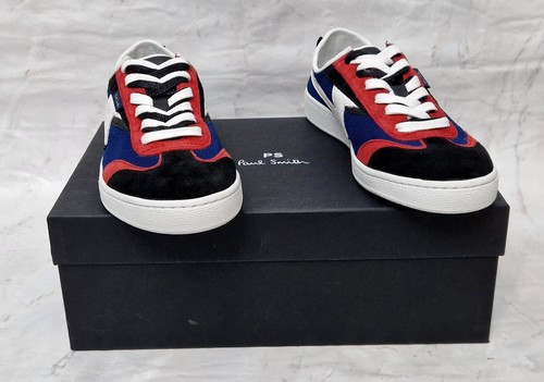 PAUL SMITH Para Hombres Azul Marino Oscuro Doble Zag Cuero de becerro Con cordones Zapatillas Reino Unido 6 - Imagen 3 de 9