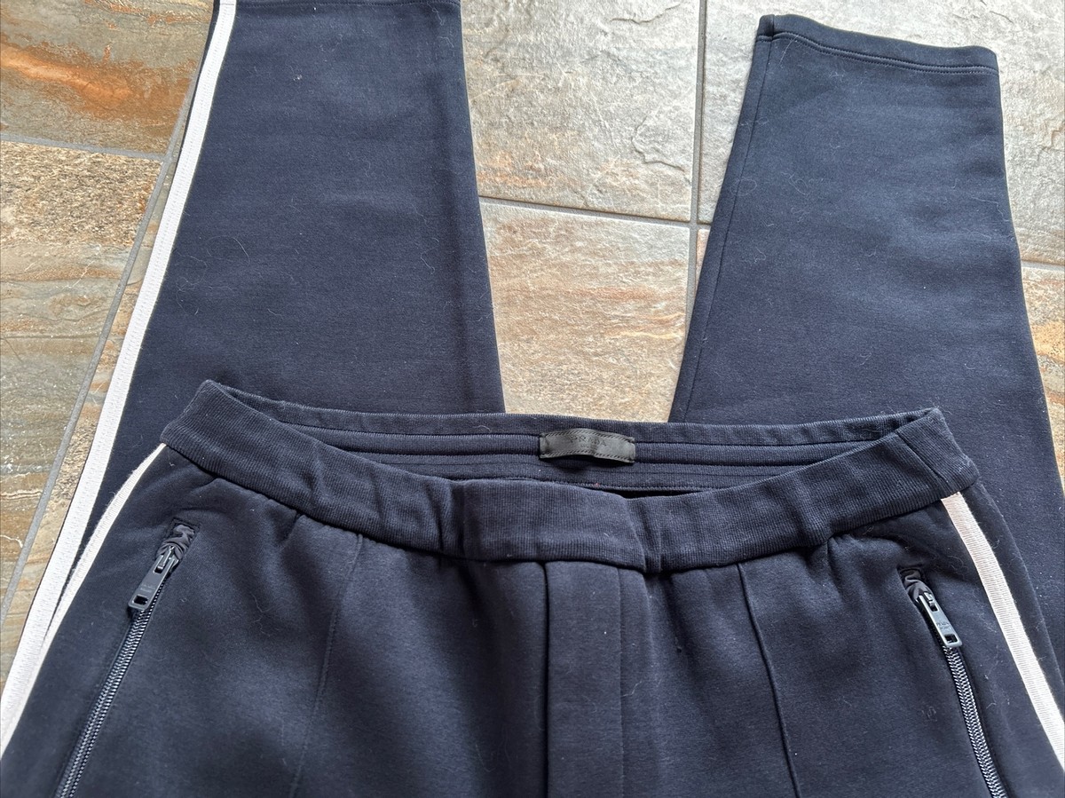 Prada Mens L Black white Side Stripe Track Pants Drawstring