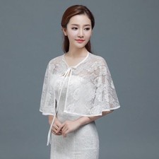 blanc mariée cape veste dentelle florale TULLE FIN écharpe lacet Pèlerine été