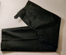 Men CHAPS Ralph Lauren Solid Black Lined Worsted Wool Suit Pants 38x32 VTG NWOT