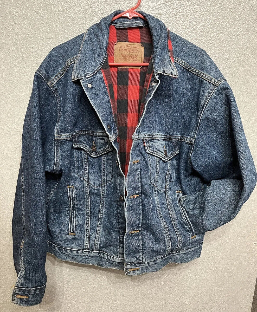 Vintage 90s Levi's Buffalo Plaid Flannel Lined Denim Jacket Vintage 90s Levi's Buffalo Plaid Flannel Lined Denim Jacket