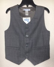 NWT Janie and Jack Boys Gray Brown Wool Pin Stripe Vest 5T 39