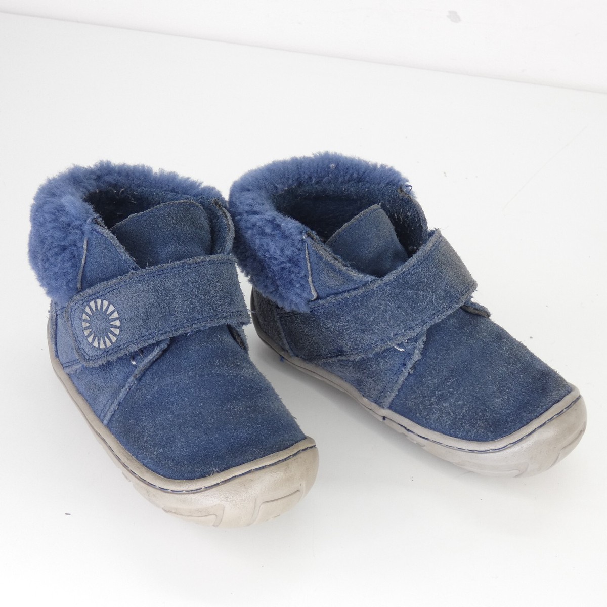 Ugg Kids Boots Jorgen Fur Winter Blue Suede Fur Snow Booties Size
