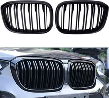 Double Slats Gloss Black Fit for BMW X3 X4 2018-2021 G01 G02 Front Hood Grilles