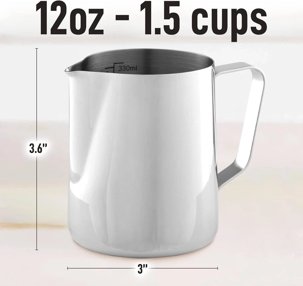Milk Frother Cup 350ml/600ml/950ml 12 oz - 350 ml, Silver Milk Frother Cup 350ml/600ml/950ml 12 oz - 350 ml, Silver