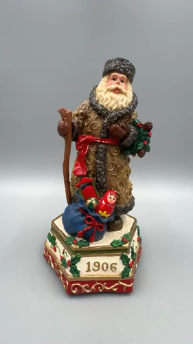 Vtg Home for the Holidays Visions of Santa 1906 Resin Santa Musical Figure 9.5” - Video 1 of 1