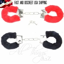 Furry Fuzzy Costume Handcuffs Metal Wrist Cuffs Soft Bachelorette Hen Party 